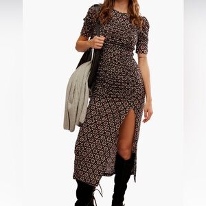 NWT Free People Briella Ruched Side Slit Dress